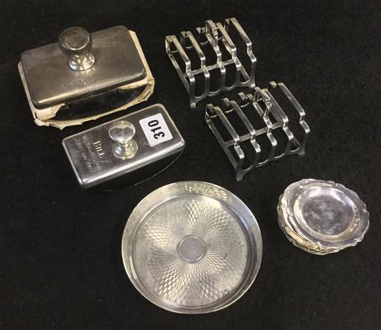 2 silver blotters, 2 silver toast racks and other items